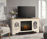 Orleans Furniture - Ashley Furniture - Realyn 74" TV Stand with Electric Fireplace - 74" TV Stand with Electric Fireplace / Chipped White - W743W2